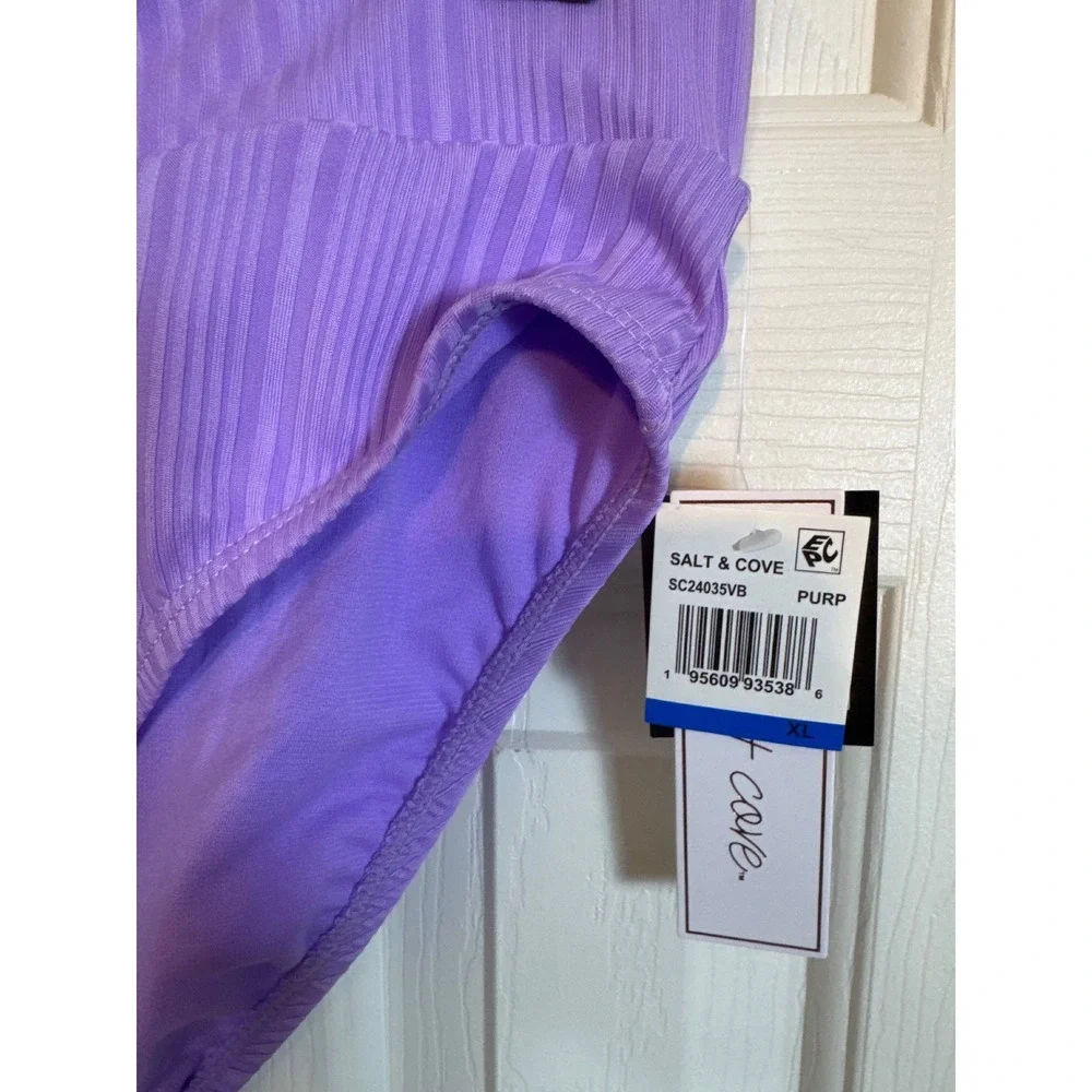 Salt & Cove High Waist Swimsuit Bottoms Ribbed‎ Purple Extra Large XL